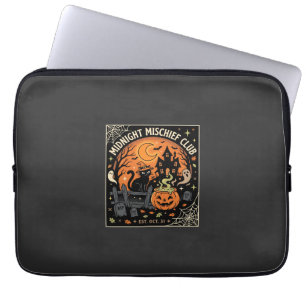 Housse Pour Ordinateur Portable Chat effrayant sous la lune d'Halloween_2