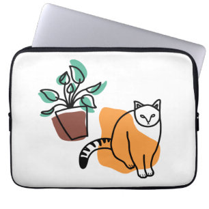 Housse Pour Ordinateur Portable Chat et le plante