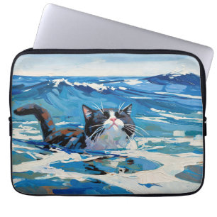 Housse Pour Ordinateur Portable Chat Et L'Océan (#3)
