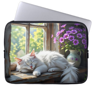 Housse Pour Ordinateur Portable Chat faisant la sieste sur l'appui de fenêtre Fl
