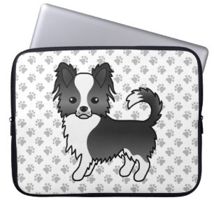 Housse Pour Ordinateur Portable Chat long noir et blanc Chihuahua Chig & Paps