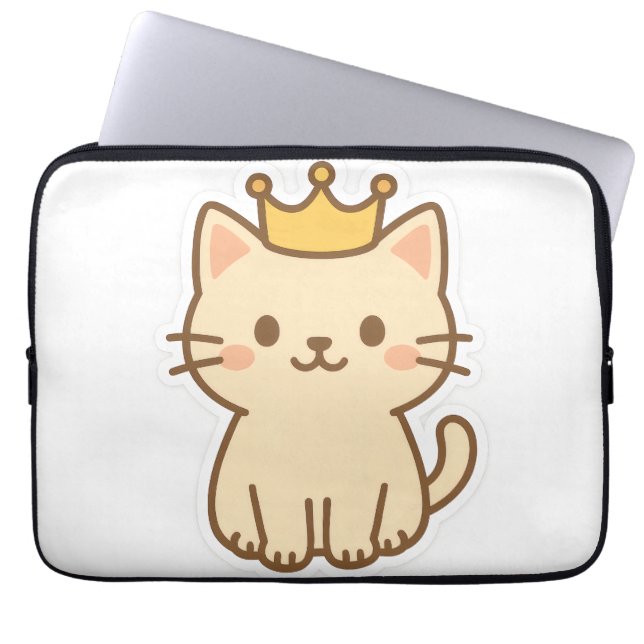 Housse Pour Ordinateur Portable Chat majestueux avec couronne (Devant)