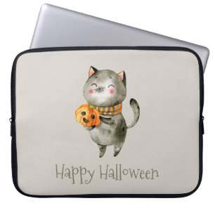 Housse Pour Ordinateur Portable Chat mignon de Halloween avec la douille