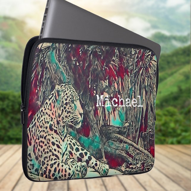 Housse Pour Ordinateur Portable Chat Monochrome Jungle (Créateur téléchargé)