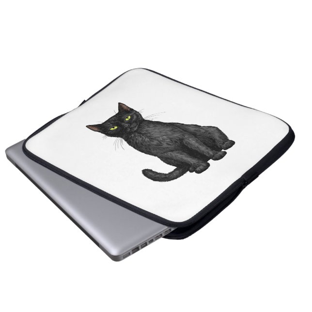 Housse Pour Ordinateur Portable chat noir (Devant bas)