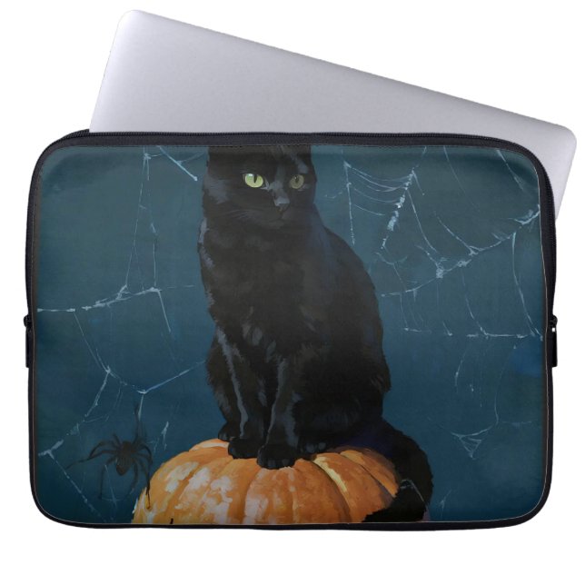 Housse Pour Ordinateur Portable Chat Noir (Devant)