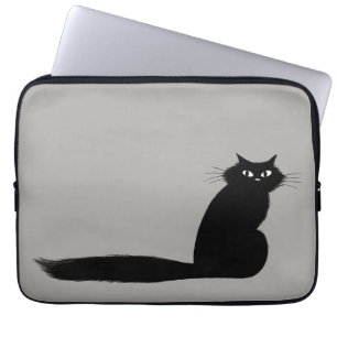 Housse Pour Ordinateur Portable Chat noir à long rayon avec longue queue
