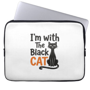 Housse Pour Ordinateur Portable Chat noir drôle gravure vintage Halloween Design
