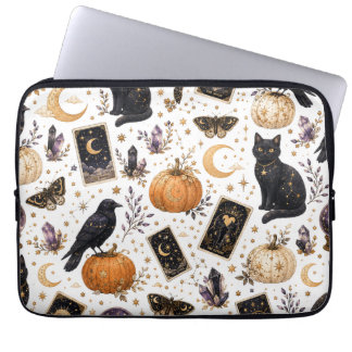 Housse Pour Ordinateur Portable Chat noir mystique Halloween Tarot céleste