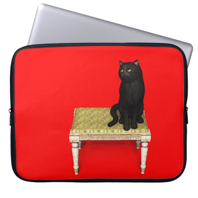 Housse Pour Ordinateur Portable Chat noir sur la manche de l'ordinateur portable t (Devant)