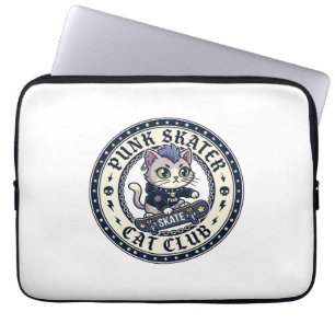 Housse Pour Ordinateur Portable Chat Punk Skateur Drôle Conception pour Amateur de