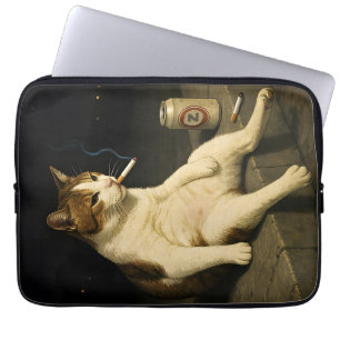 Housse Pour Ordinateur Portable Chaton Cigarette Drôle Chat Qui Fume Mème Générati