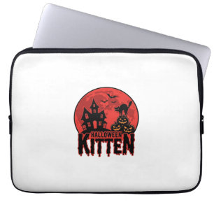 Housse Pour Ordinateur Portable Chaton d'Halloween Maison Hantée Chat Graphique_1