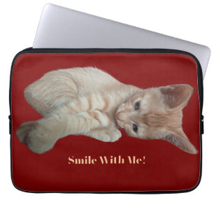 Housse Pour Ordinateur Portable Chaton roux drôle, Personnalisez photo et texte,