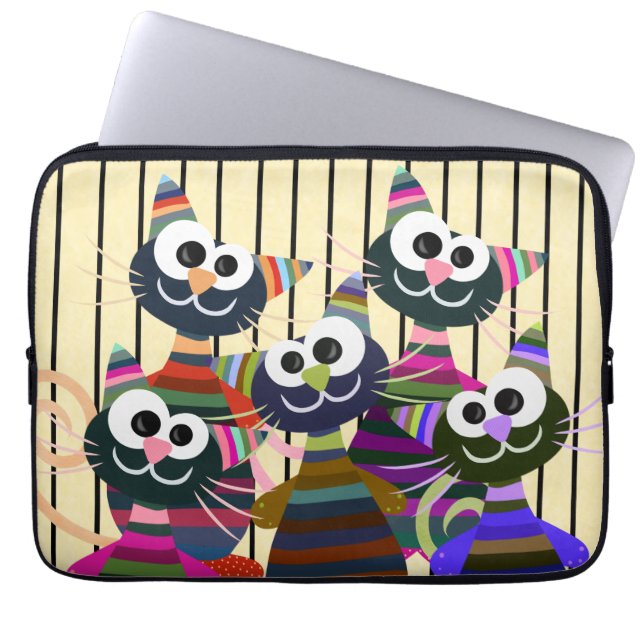Housse Pour Ordinateur Portable Chats colorés amusants (Devant)