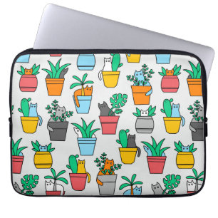 Housse Pour Ordinateur Portable Chats dans les pots à fleurs