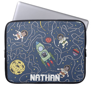 Housse Pour Ordinateur Portable Chats et roquettes dans l'espace Personnalisé