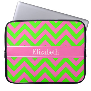 Housse Pour Ordinateur Portable Chaud rose #2 Lime Green LG Chevron Nom Monogramme