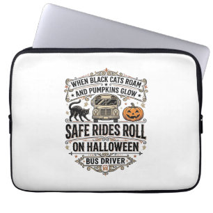Housse Pour Ordinateur Portable Chauffeur de Bus Halloween Gravure Vintage Épouvan