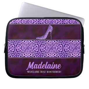 Housse Pour Ordinateur Portable Cheetah pourpre sauvage et féminine Imprimer