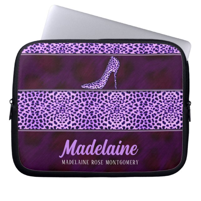 Housse Pour Ordinateur Portable Cheetah pourpre sauvage et féminine Imprimer (Devant)