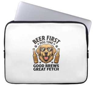 Housse Pour Ordinateur Portable Chemise de bière Retriever doré Funny Dog Lover Vi