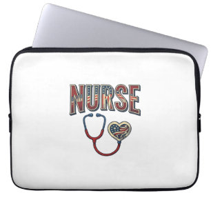 Housse Pour Ordinateur Portable Chemise de conception de stéthoscope patriotique d