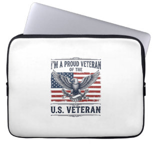 Housse Pour Ordinateur Portable Chemise de vétéran patriotique aigle gravure vinta
