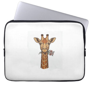 Housse Pour Ordinateur Portable Chemise Girafe Gravée Vintage Avec Fleurs_1