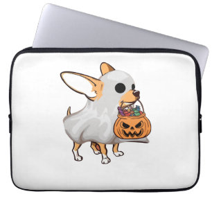 Housse Pour Ordinateur Portable Chemise Halloween du Citrouille fantôme du Chihuah