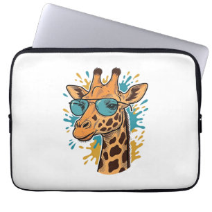 Housse Pour Ordinateur Portable Chemise Lunettes de soleil girafe gravées vintage