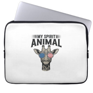 Housse Pour Ordinateur Portable Chemise patriotique vintage girafe animal spiritue