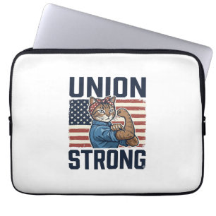 Housse Pour Ordinateur Portable Chemise Rétro Patriotique Travailleur Félin Union