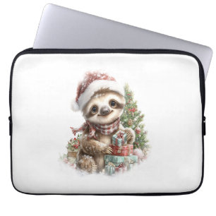 Housse Pour Ordinateur Portable Chemise Sloth Christmas Santa Hat