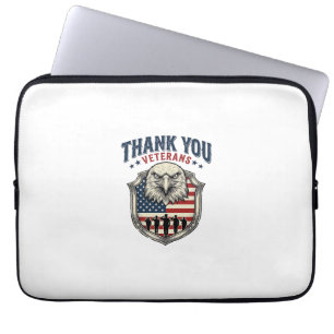 Housse Pour Ordinateur Portable Chemise Thank You Veterans Patriotic Eagle Shield_