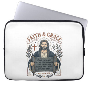 Housse Pour Ordinateur Portable Chemise vintage brodée de Jésus Croix Graphique ch
