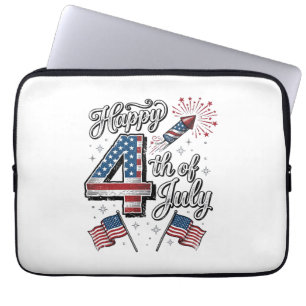 Housse Pour Ordinateur Portable Chemise Vintage Happy 4 juillet Fête Patriotique F