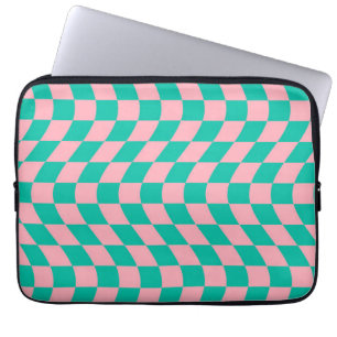 Housse Pour Ordinateur Portable Chèque Retro Chèque Retro Pink Motif vert