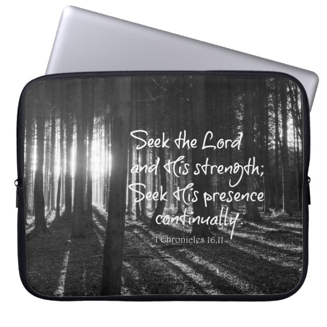 Housse Pour Ordinateur Portable Cherchez le Seigneur et sa force Bible Verse (Devant)