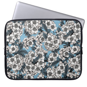 Housse Pour Ordinateur Portable Cherry blossom in white and blue