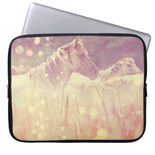Housse Pour Ordinateur Portable Cheval assez sauvage d'étincelles d'or de mustang