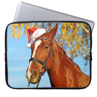 Housse Pour Ordinateur Portable Cheval avec chapeau de Père Noël drôle Noël Samsun