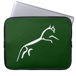 Housse Pour Ordinateur Portable Cheval Blanc (Château d'Uffington) - Vert foncé