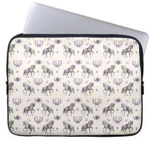 Housse Pour Ordinateur Portable Cheval de dressage élégant et aquarelle de fer à c