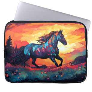 Housse Pour Ordinateur Portable Cheval En Course Sur Le Terrain Art Abstrait Cheva