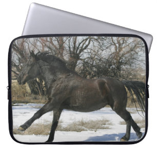 Housse Pour Ordinateur Portable Cheval sauvage de mustang dans la neige 2