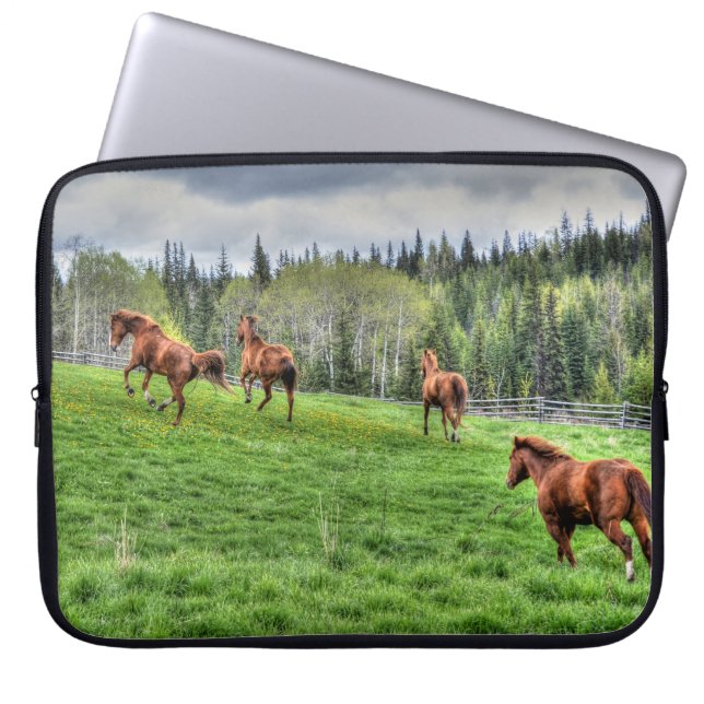 Housse Pour Ordinateur Portable Chevaux - American Western Theme (Devant)