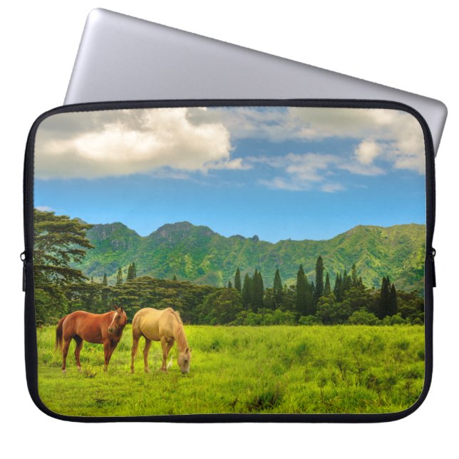 Housse Pour Ordinateur Portable Chevaux hawaïens, Hokulei Peak, Kauai Wetsuit (Devant)