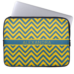 Housse Pour Ordinateur Portable Chevron jaune rétro Preppy Zig Zag géométrique