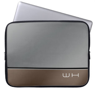 Housse Pour Ordinateur Portable Chic moderne affaires gris Brown